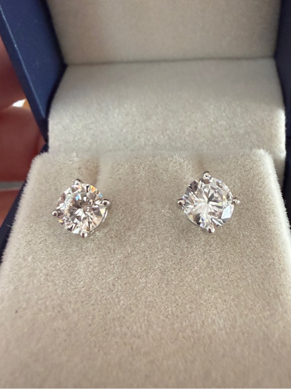 Classic Sterling Silver CZ  Solitaire Stud Earrings with push back 3 ct total